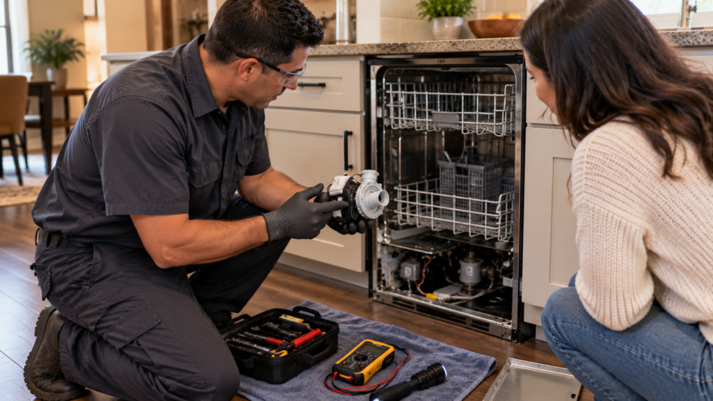 dishwasher failed drain pump diagnosis