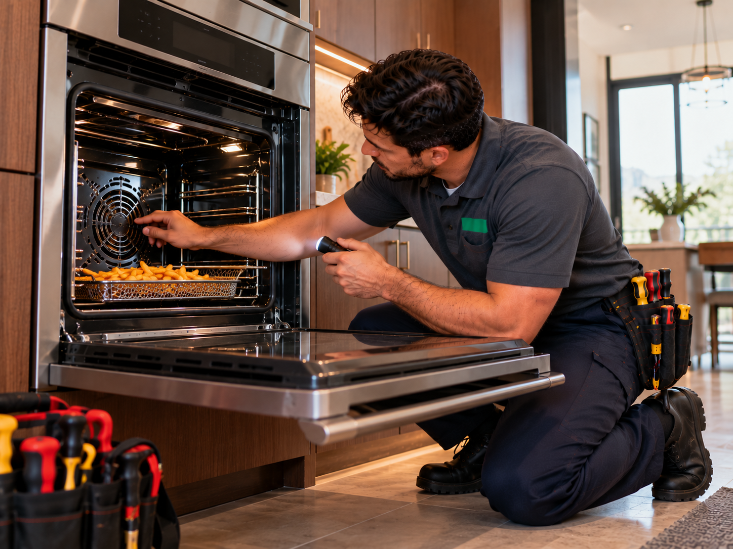 technician testing the air fryer